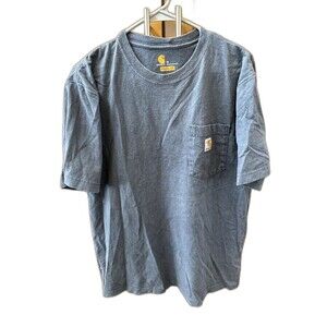 Carhartt Pocket T Shirt Loose Fit Gray Workwear Tee M Short Sleeve Stretch